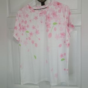 Exclusive Love Woman's Short Sleeve Blouse, Size: Large Color: White